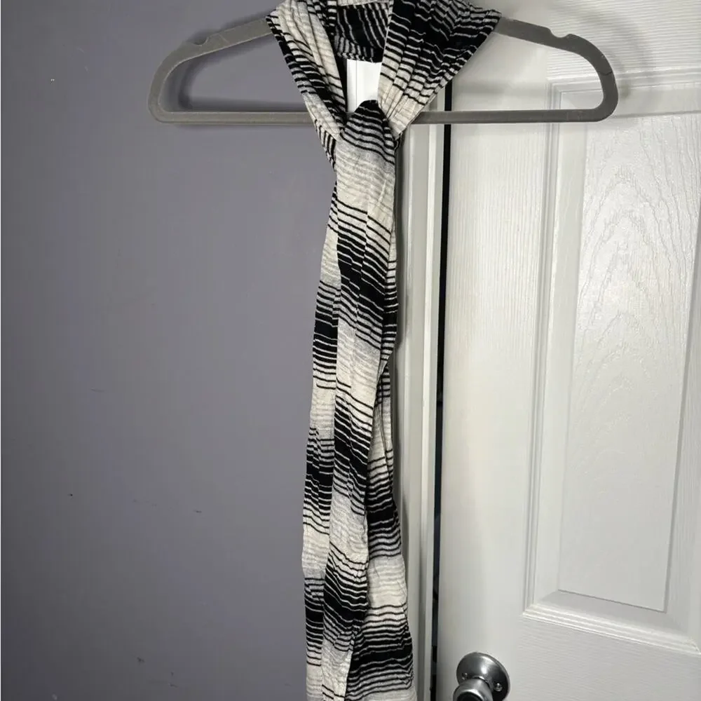 Old Navy Black White Striped Lightweight Rectangular Scarf